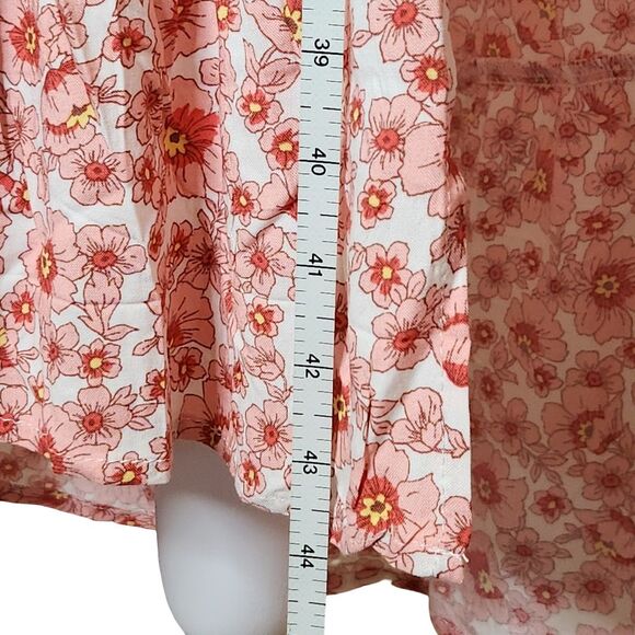 As U Wish Hi Low Dress Flutter Sleeve Tie Back Pink White Floral Small NWT - Picture 11 of 12
